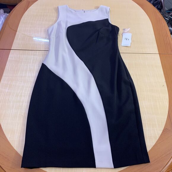 Sandra Darren Dress Sheath Small 4 6 party wedding Cocktail Zipper color-block - Picture 7 of 12